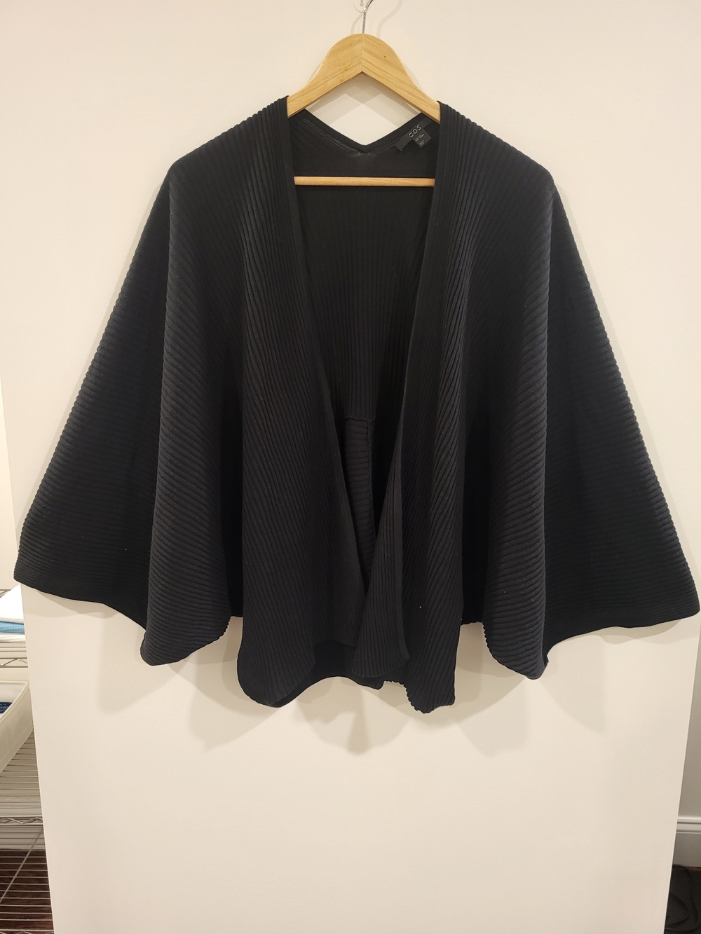 COS Black Ribbed Open-Front Sweater Cardigan Black XS/S